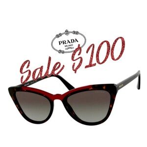 Prada Retro Catwalk Sunglasses Havana Red with Gold Accents- NIB *SOLD OUT*